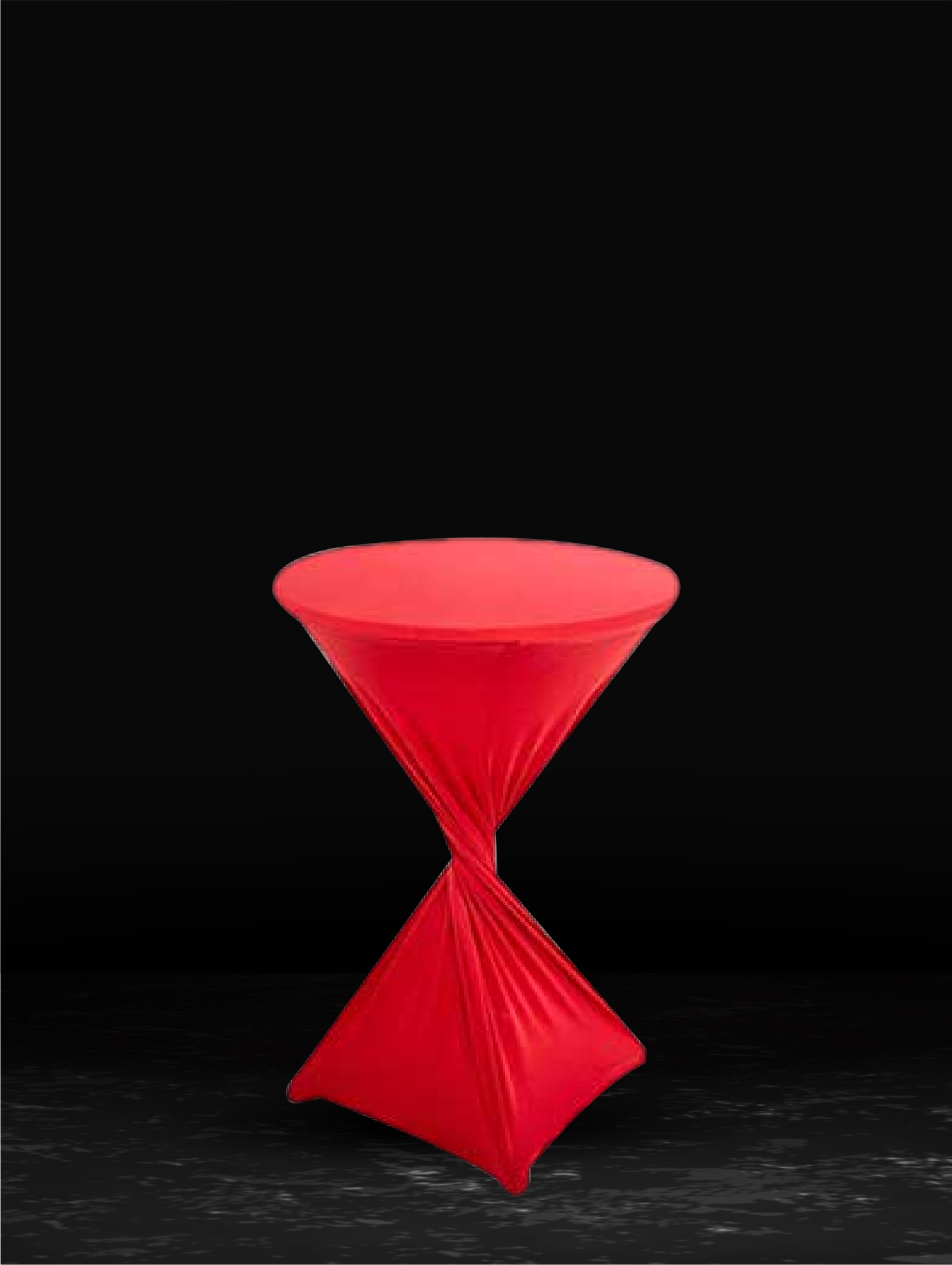 COCKTAIL TABLE WITH RED CLOTH
